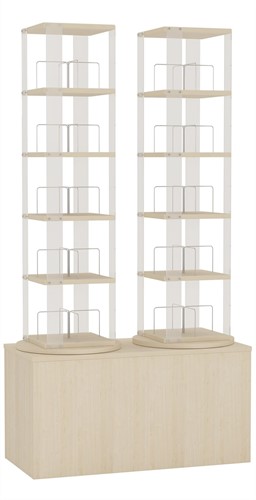 Carrousel multimédia 2x - 5 niveaux + base haute - érable-2