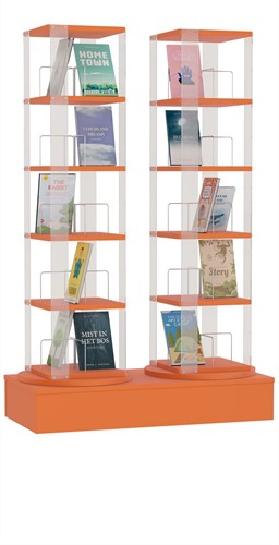 Media carrousel 2x - 5 niveaus + lage basis - oranje