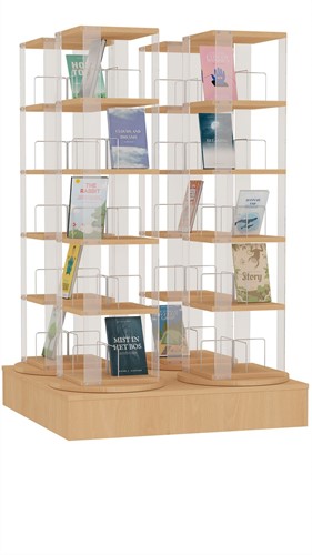 Draaiende Boekencarrousel met Quadruple Toren en Lage Basis 