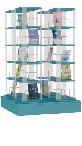 Media carrousel 4x - 5 niveaus + lage basis - turqouise blauw