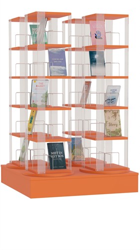 Media carrousel 4x - 5 niveaus + lage basis - oranje