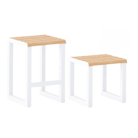 Tabouret bas Urbantime.h24 - L 440 x P 440 x H 450 mm - Anthracite métallisé (GN) - Aspect bois naturel (HL)